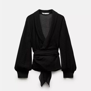 Zara Elegant Black Wrap Top